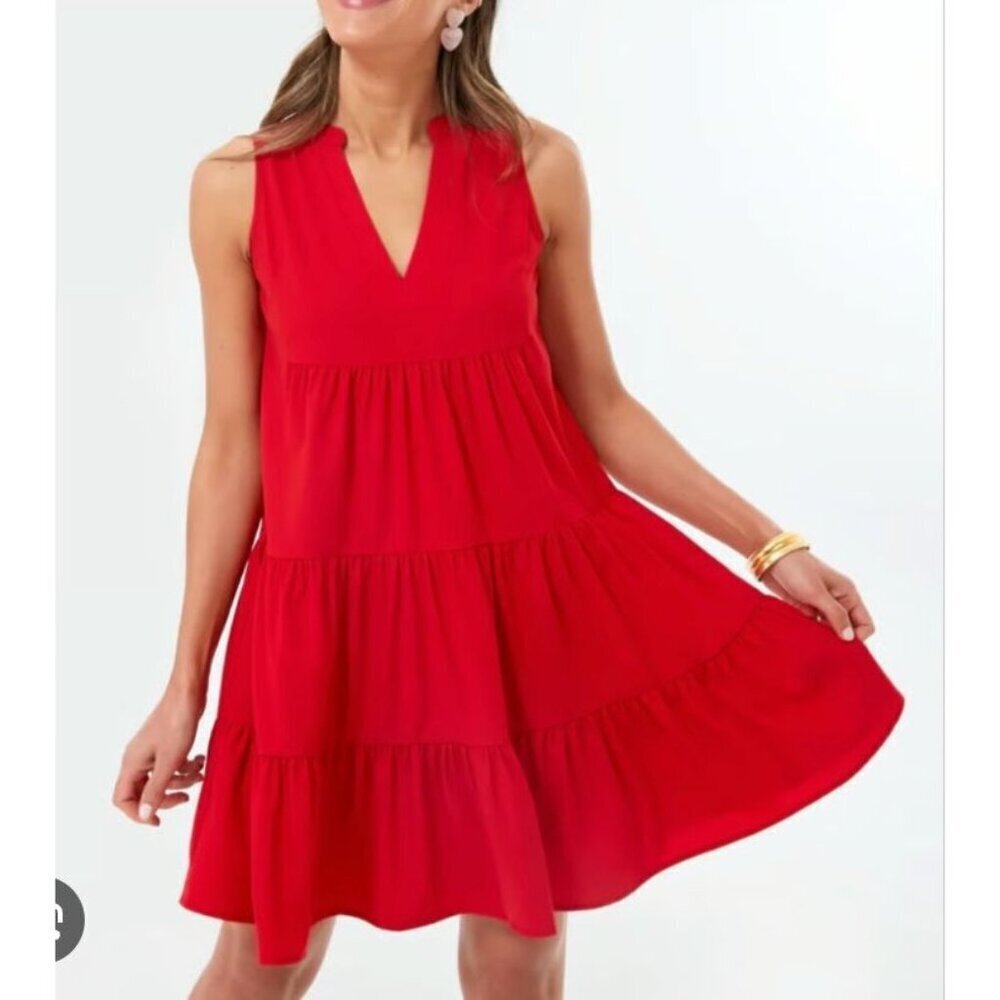 Tuckernuck Pomander Place Kenzo Red Crepe Sleeveless Tiered Mini Dress XS